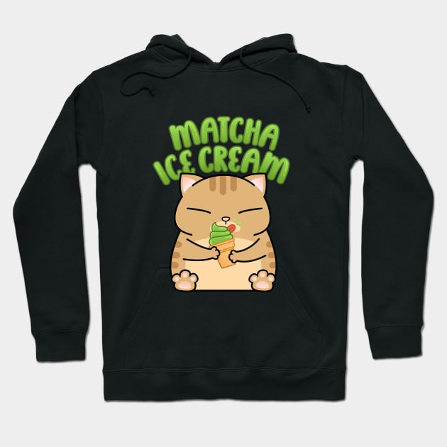 Chubby Cat Matcha Ice Cream Hoodie by Takeda_Art